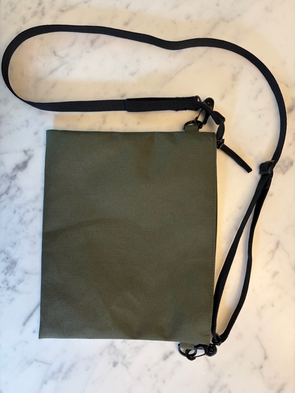 Muji Olive Green Crossbody Bag with Black Strap
